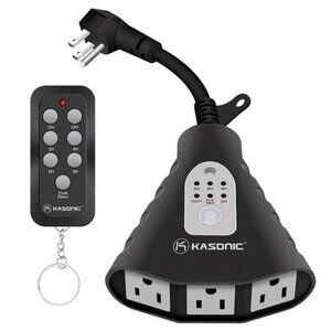 Outdoor Light Timer, Waterproof Plug in Sensor Outlet Timer Switch, 100 ft Range